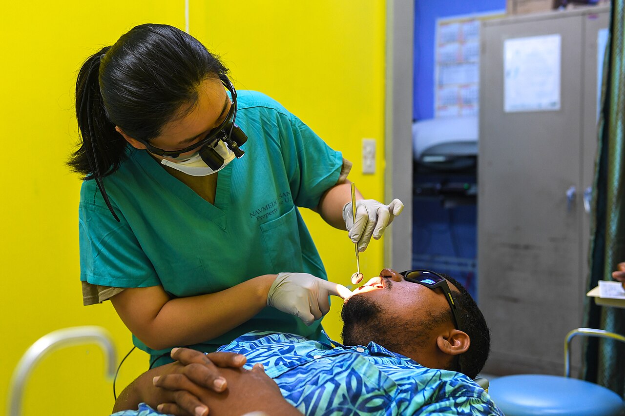 Dentist performing a dental examination